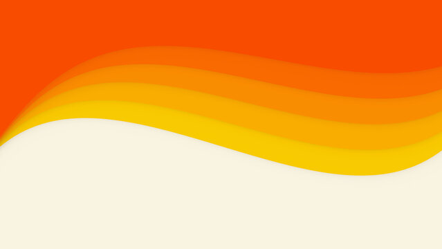 Yellow paper waves roll beneath an orange field above ivory copyspace for a seasonal sale banner using a layered abstract background with warm citrus colors and soft shading