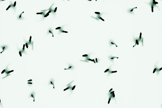 3D minimalist crowd pattern from above with small human silhouettes and soft green shadows