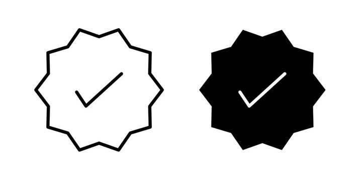 Clean verified check icon representing verification, approval, authenticity, trust, and confirmed status. Designed in stroke, filled, and colored vector styles for profiles, social media and accounts.