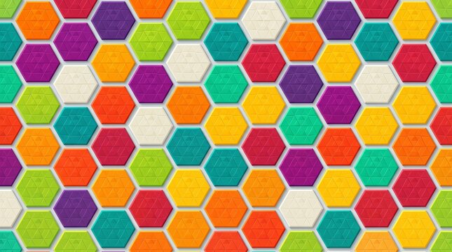 Abstract geometric hexagon pattern, colorful honeycomb mosaic background, modern decorative tile texture for digital design