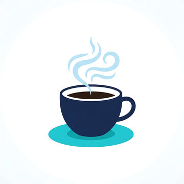Hot Steaming Coffee Cup on Saucer Vector Icon Illustration Isolated on White Background