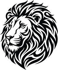 Obraz premium Powerful Lion Head Black Logo Vector Template