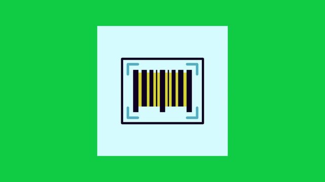 Elastic Pop Seamless Loop Motion Graphic of Animated barcode icon on a green chroma key background for ecommerce and Black Friday promotions