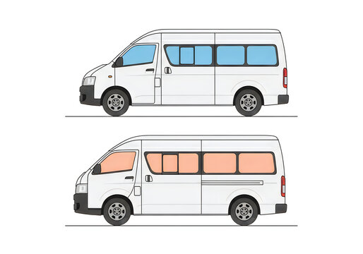 Minivan with sliding door and side windows illustration