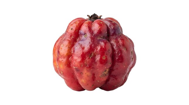 Ripe Red Icaco Fruit Isolated on White Background, Chrysobalanus icaco Tropical Fruit for Healthy Diet and Exotic Culinary Ingredient Studio Shot