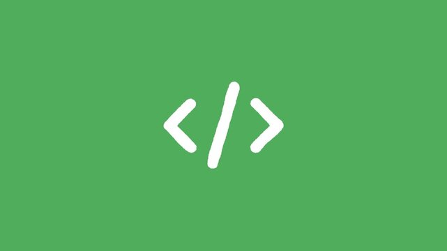 Single white vibe coding icon with smooth seamless loop animation on a green screen background. Perfect for AI coding, programming, software development, developer tools, artificial intelligence, auto