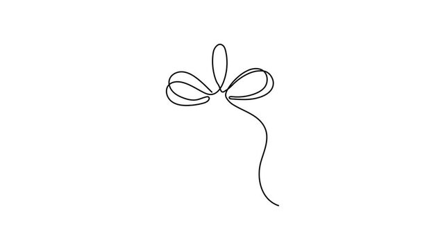 Continuous One Line Drawing Animation of Christmas Jingle Bell with Ribbon Bow Minimalist Holiday Art