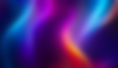 Naklejka premium A vibrant abstract background featuring glowing neon lights in blue, purple, and orange hues with a textured glass effect, isolated on a white background.