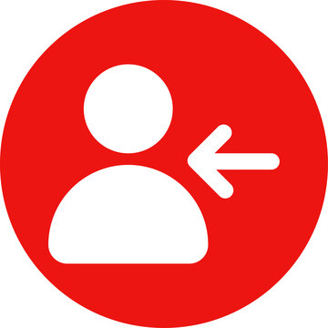 Red Circular User Login Icon, Person Sign In Symbol