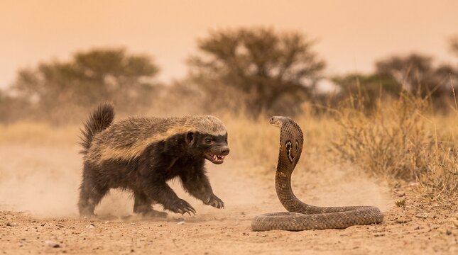 Honey badger and a cobra