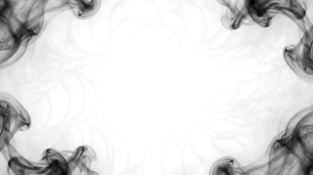 Black smoke frame border on transparent background for cinematic overlays
