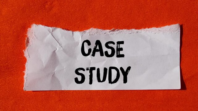 Case study message written on ripped torn paper background. Conceptual Case study symbol.