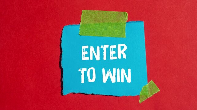 Enter to win message written on ripped torn paper background. Conceptual Enter to win symbol.
