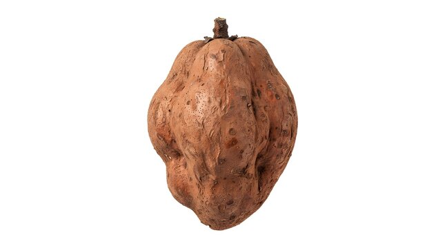 Whole Mamey Sapote Fruit Isolated on White Background, Tropical Pouteria Sapota Fruit with Brown Textured Skin, Studio Food Photography