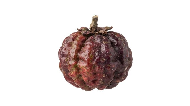 Single Ripe Lobi-Lobi Fruit Isolated on White Background, Flacourtia inermis Tropical Berry for Culinary and Healthy Diet Photography Concept
