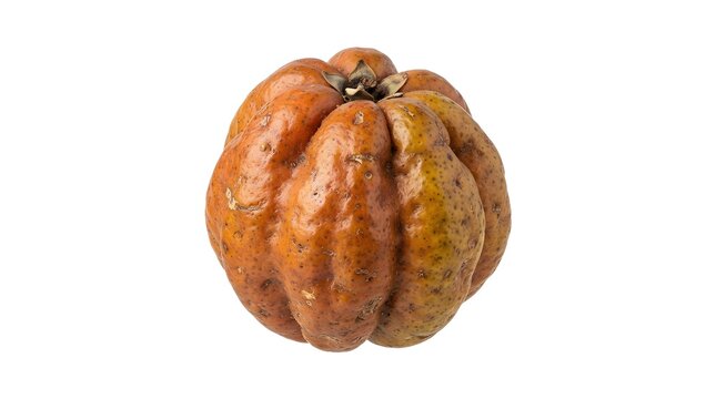 Cordia myxa fruit, also known as Lasora or Gunda, isolated on white background. Tropical medicinal fruit with textured skin and organic shape.
