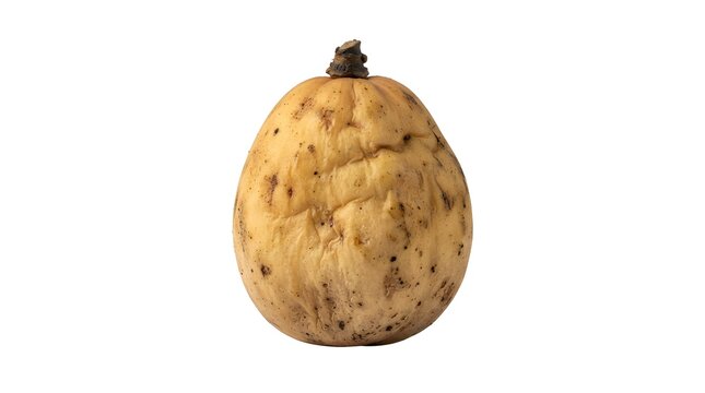 Single Ripe Lanzones Fruit Isolated on White Background, Tropical Lansium Domesticum Fruit for Healthy Diet and Culinary Photography Concept