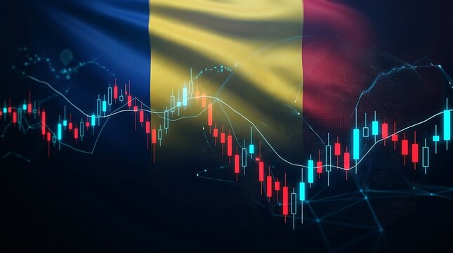 Stock market chart overlaying belgian flag with financial growth