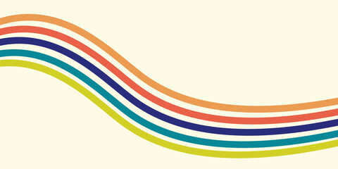 Fototapeta premium Abstract background of rainbow groovy Wavy Line design in 1970s Hippie Retro style. Vector pattern ready to use for cloth, textile, ilustrasion modern.
