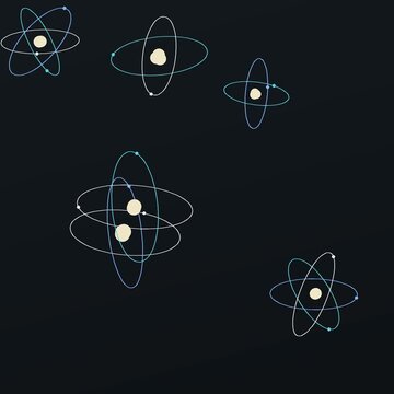 Looping blackboard teal atom background with diagonal motion