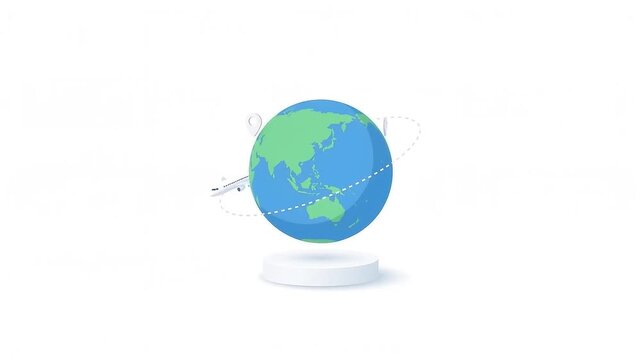 Stylized flat 3D illustration of planet Earth floating on a white pedestal.