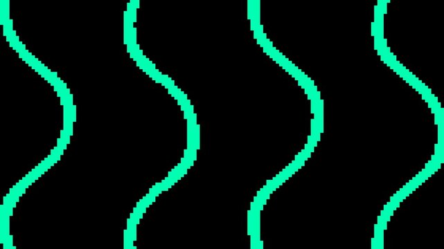 Pixelated Green Wavy Lines - Retro Digital Abstract Pattern Background