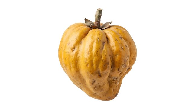 Single Ripe Canistel Fruit Isolated on White Background, Pouteria Campechiana Eggfruit Tropical Superfood Studio Photography High Resolution
