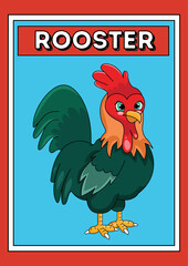 Rooster Animal Alphabet Illustration for Kids © RANA