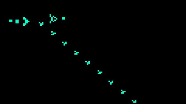 Retro Pixelated Cyan Arrow Trail - 8-bit Gaming Graphics