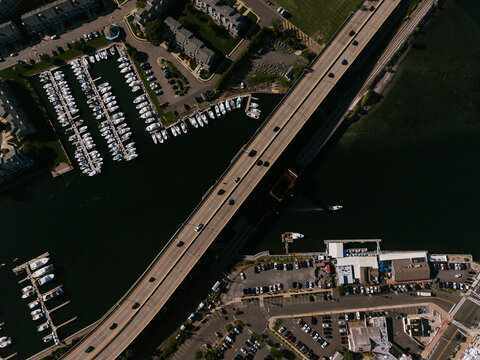 Top Down View of Bridge and Marina