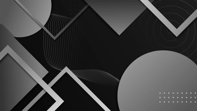 Dark abstract geometric background with colorful gradients animation, circles and angular frames modern vibrant composition