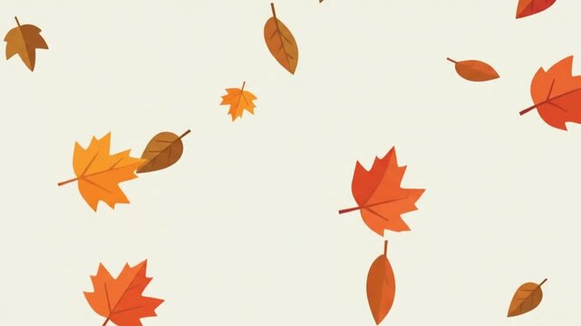 Animated falling autumn leaves loop on light beige background.