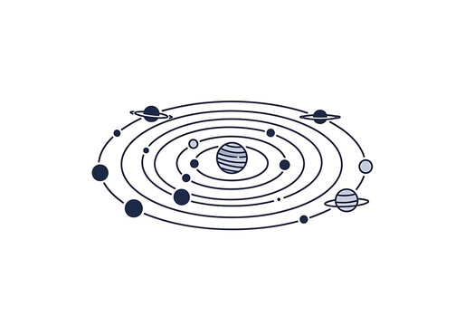 Flat icon of solar system orbits isolated on transparent background for space education design