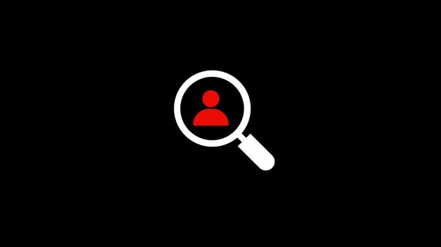 Animated User Search Icons with Magnifying Glass on Black Background