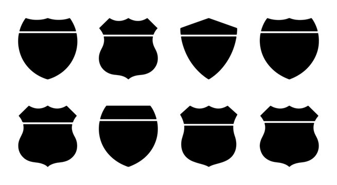Interstate route sign silhouettes set with shield shapes for transport and navigation logos