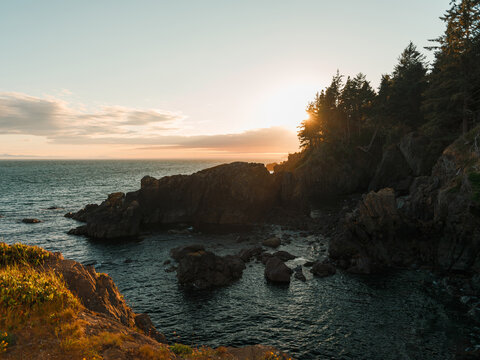 Sunset over the ocean on Vancouver island
