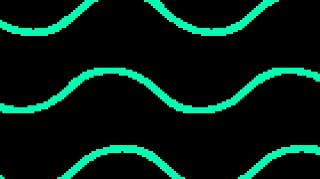 Simple Pixelated Green Sine Waves on Black - Minimalist Background