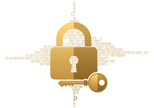Flat icon of data encryption with padlock and key isolated on transparent background for security