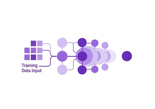 Predictive model training data input flat icon isolated on transparent background for ai design