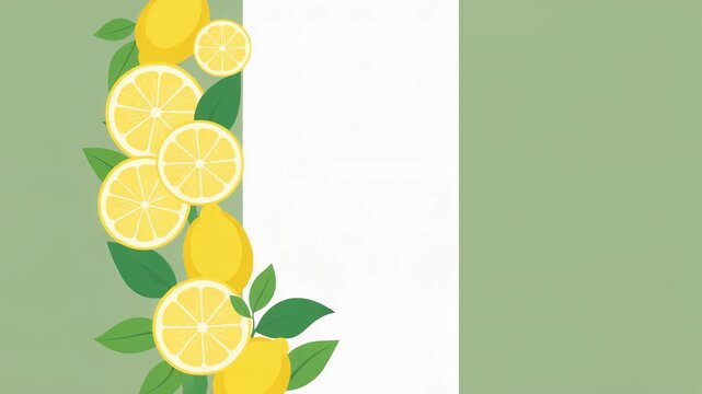 Modern Flat Vector Elegant Lemon Botanical Vertical Banner