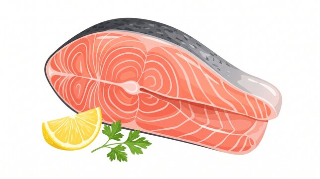 Salmon Fish Steak Graphic Element for Healthy Seafood, Restaurant Menu, and Cooking Design