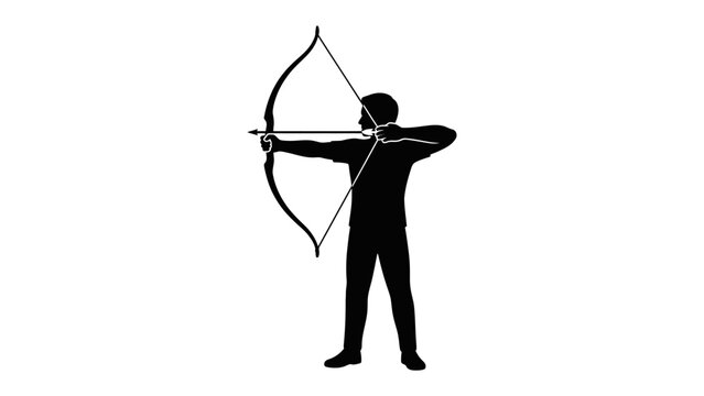 Archer Aiming: A silhouette of an archer drawing back a bow, focused on their target with intense concentration, poised for action.