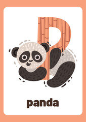 Letter P Animal Alphabet Illustration with Panda © RANA