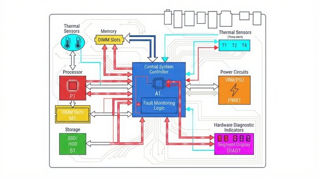 A technical block diagram showing the architecture of a computer motherboard system