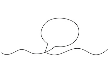 Obraz premium One line illustration of large oval comment bubble with smooth horizontal wavy line graphic art