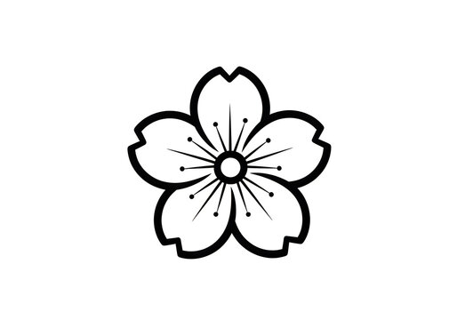 Minimalist cherry blossom vector icon