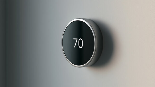 Digital thermostat displaying temperature on a modern wall  