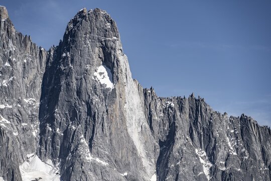 Grand Dru, mountain flank of the Aiguille Verte, Mont Blanc massif, Chamonix-Mont-Blanc, Haute-Savoie, France