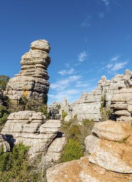 Rock formations of limestone, El Torcal Nature Reserve, Torcal de Antequera, Province of Malaga, Andalusia, Spain