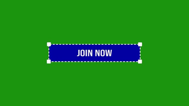 Join Now Animated Action Button with Hand Cursor Click on Green Screen.